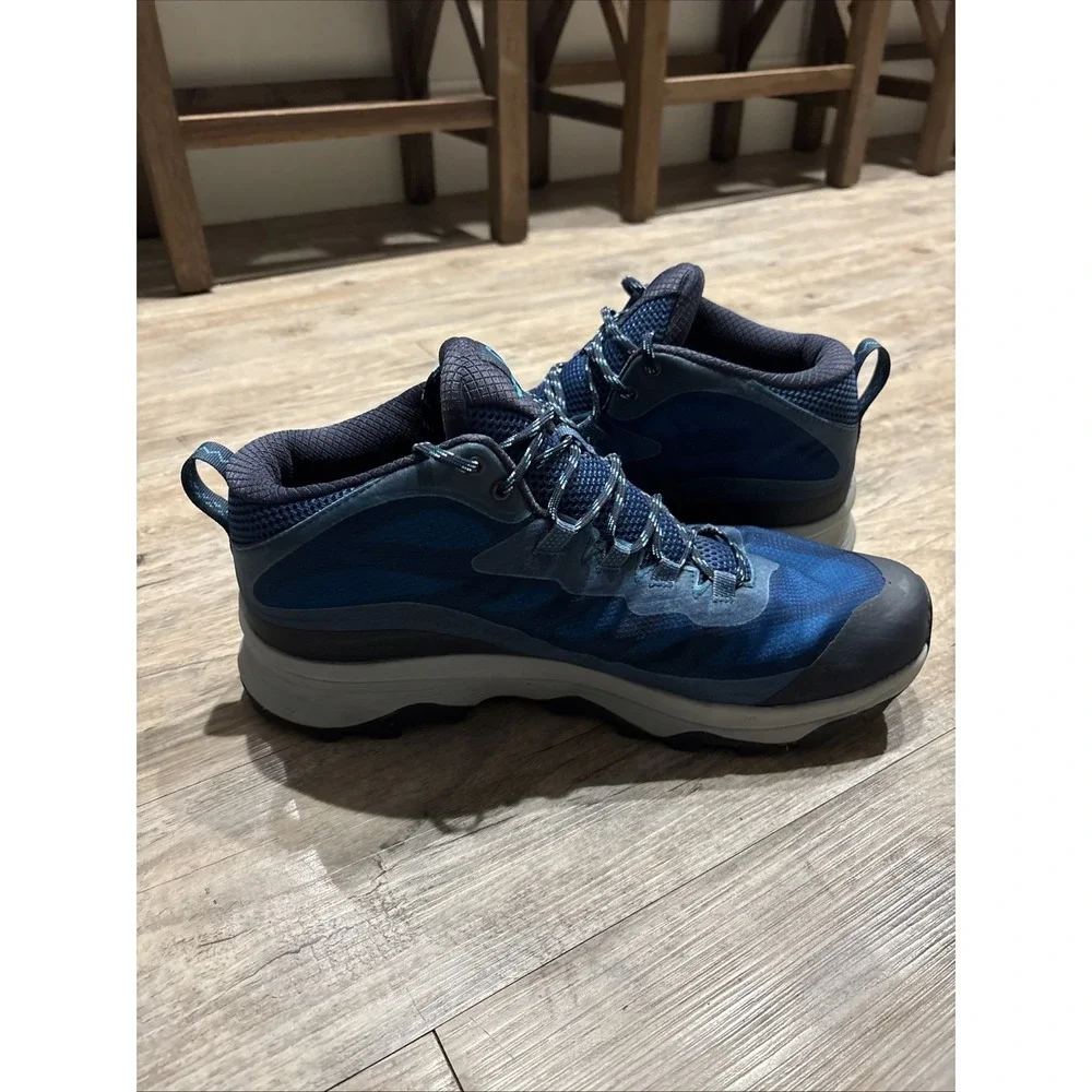 Merrell Mens Moab Speed Mid GTX Navy Marine Blue Hiking Shoes‎ GORE-TEX US 14